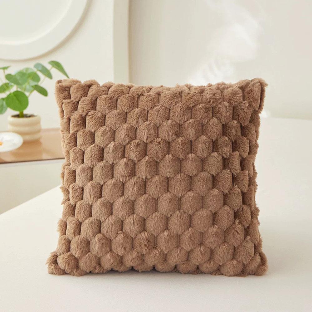Чехол на подушку в стиле бохо Уютный плюшевый чехол для подушки Декор в виде ананасовой сетки Двусторонний дизайн Чехлы для подушек Наволочка для диванной подушки света кофе 1530₽
