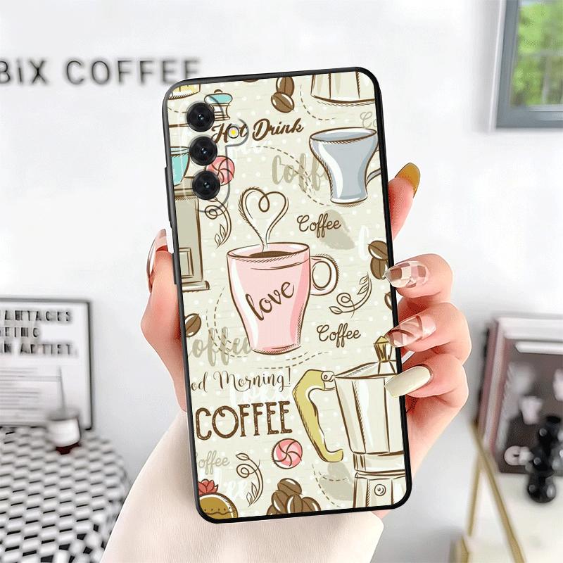 Black Coffee Fashion Style Soft Phone Case for Samsung A17 A37 A57 A16 A26 A36 A56 A15 A25 A35 A55 A14 A24 A34 A54 A13 A23 A33 A