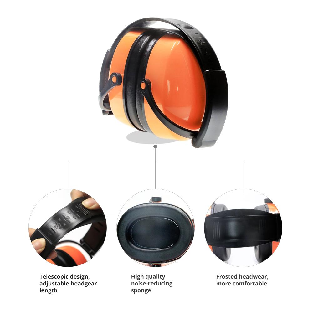 Foldable Comfortable Noise Reduction Earmuffs Hearing Protection Safety Ear Muffs for Shooting (Black,31dB)