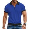 Men's Casual Spring and Summer Polo Shirt Zipper New Color Matching Short-sleeved T-shirt Top