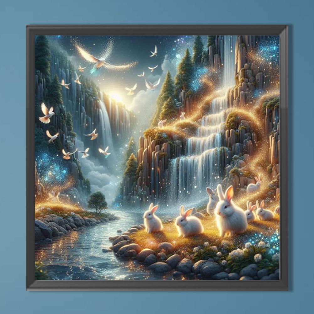 5D DIY Full Round Drill Diamond Painting Rabbit Kit Home Decor Art Craft 40x40cm