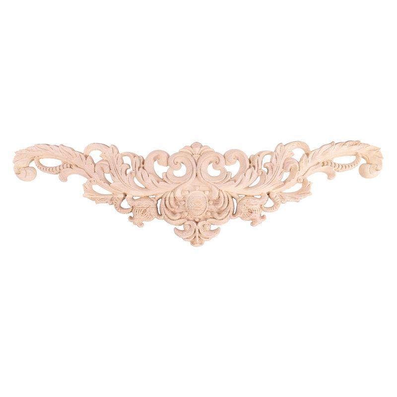 

ABJI-Carving Natural Wood Appliques For Furniture Cabinet Unpainted Wooden Mouldings Decal Vintage Home Decor Decorative