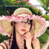 Foldable Lace Trim Hats Sun Protection Straw Sun Visors High Quality Straw Hat  Women Girls