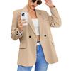 Frauen Herbst Frühling Anzug Mantel Formal Business Stil Knopfverschluss Strickjacke Einfarbig Plus Größe Lose Revers Langarm Taschen OL Pendler Jacke