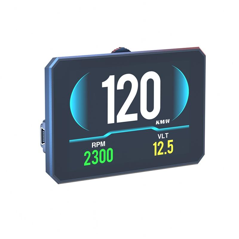 P16 Car Hud Obd2 Lcd Meter Head Up Display Speedometer Kmh,Mph Tachometer Water Temp Fuel Consumption Turbo Pressure