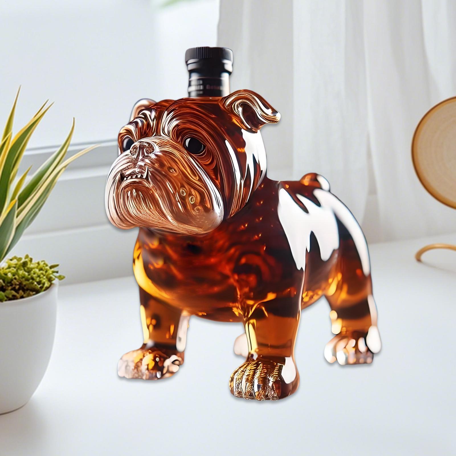Funny Glass Whiskey Bottle Collectible Novelty Whiskey Decanter Bulldog Shape Whiskey Bottle Decanter For Men Father chiaro