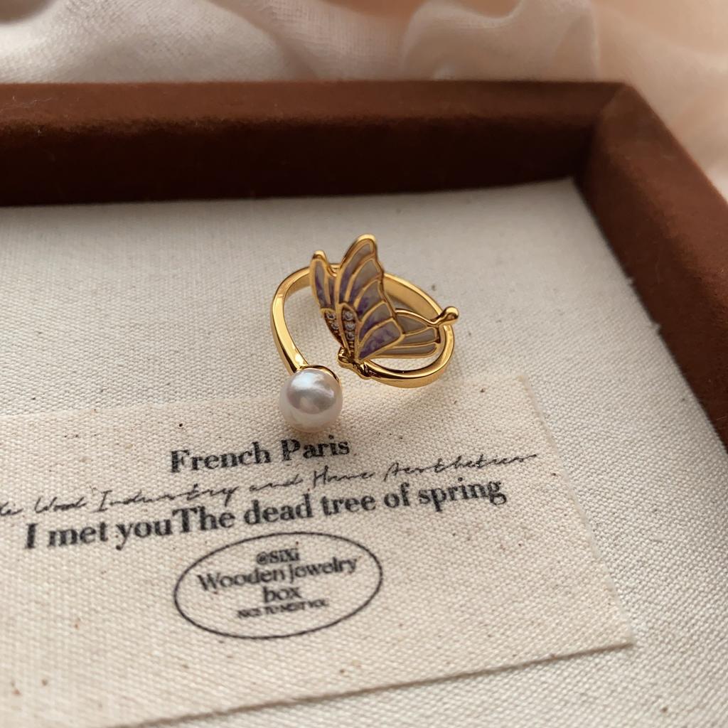 Sweet Pearl Flower Opening Ring, Exquisite Niche Temperament, Index Finger Ring, Light Luxury, High-End Ring Jewelry.