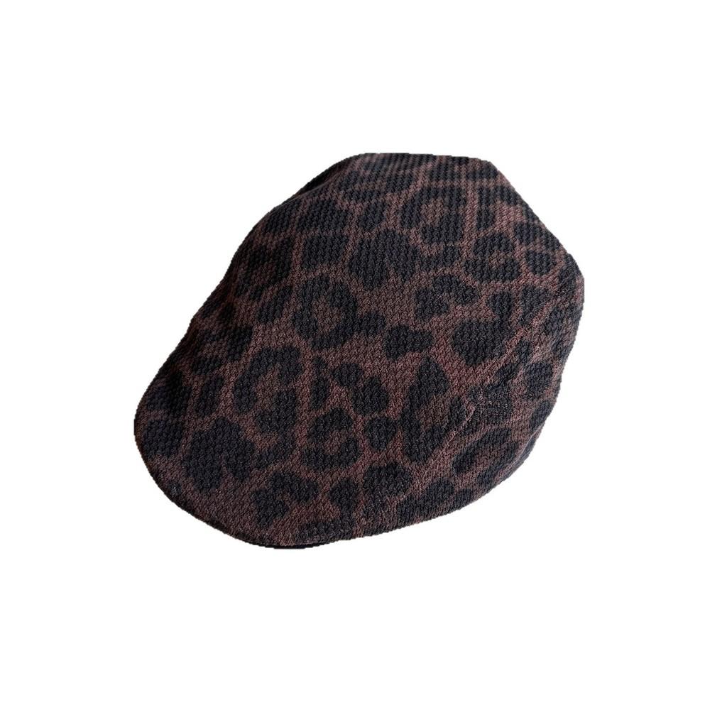 Vintage Leopard Print Newsboy Cap With Sun Protection For Casual Women And Men
