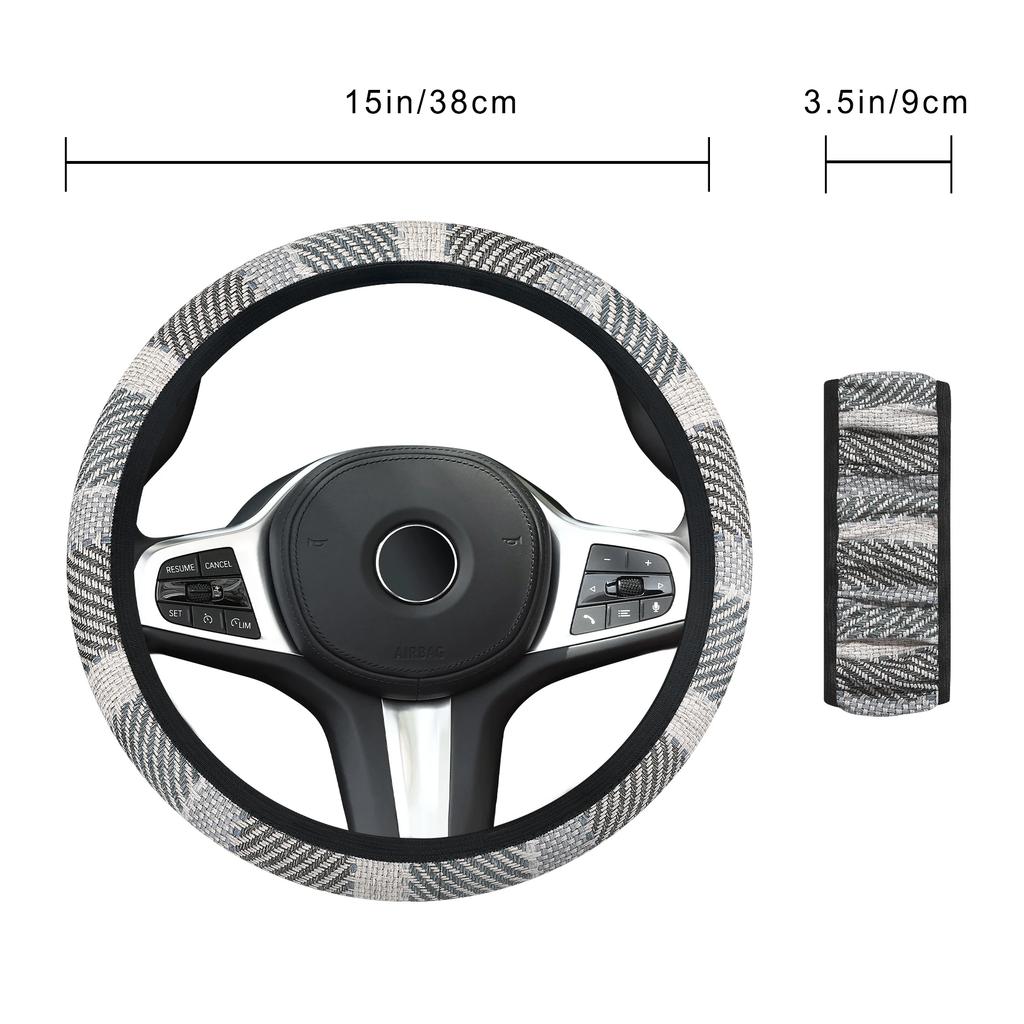 Ultra-Thin Summer Non-Slip Breathable Car Steering Wheel Cover Leather Print Design - No Inner Ring Handlebar Accessory Included