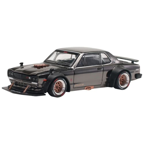 POP RACE 1/64 SKYLINE GT-R V8 DRIFT (HAKOSUKA) DARK CHROME Finished Product