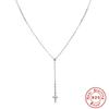 S925 Sterling Silver Y-Shaped Bead Chain Cross Pendant Necklace Stylish Simple Ins Style Ladies Clavicle Necklace