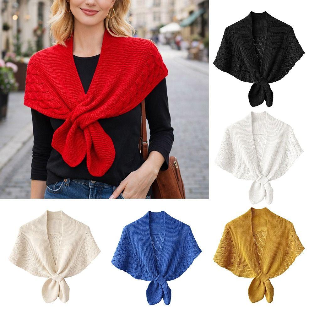 Knitted Cross Shawl Solid Color Fake Collar Cape Fashion Air-conditioning Outerwear  Summer