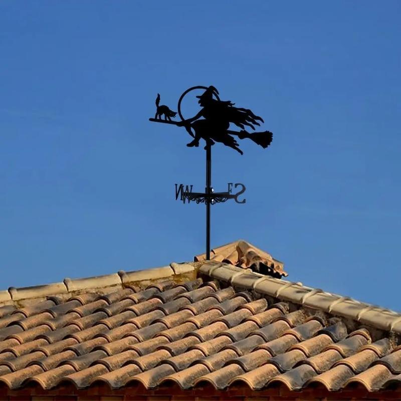 Weather Vane Metal Animal Iron, Witch And Dragon, Witch and Cat, Rooster, Outdoor Roof Garden Decoration Weather Vane, Home Crafts, Holiday Gifts