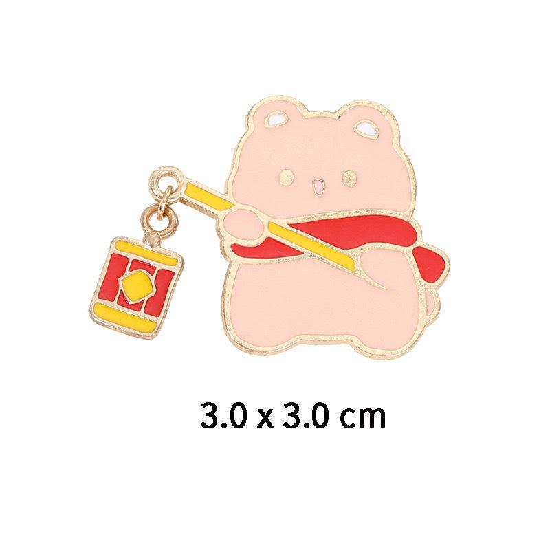 Cartoon Japanese-Style Animal Brooch: Cute Kitten, Rabbit, and Little Fox Metal Badge for Backpack or Clothing Accessory