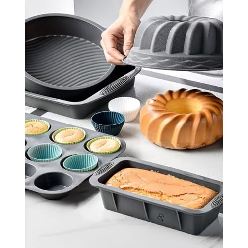 SensaBliss Silicone Cooking Baking Cups, Cupcake Cases, Baking Molds, Oven Safe, Heat Resistant, Durable, Reusable (White, Light Green, Light Blue, In