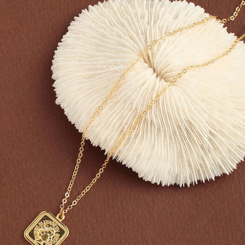 AUGUST ALICE 18k Gold Square Medallion Necklace