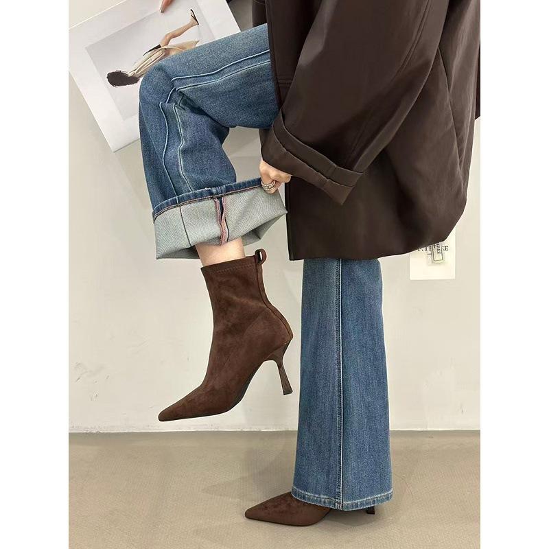 Pointed Short Boots Women's Autumn and Winter 2025 New Women's Boots Thin Heel Boots Short Boots Thin Boots Martin Boots High Heels