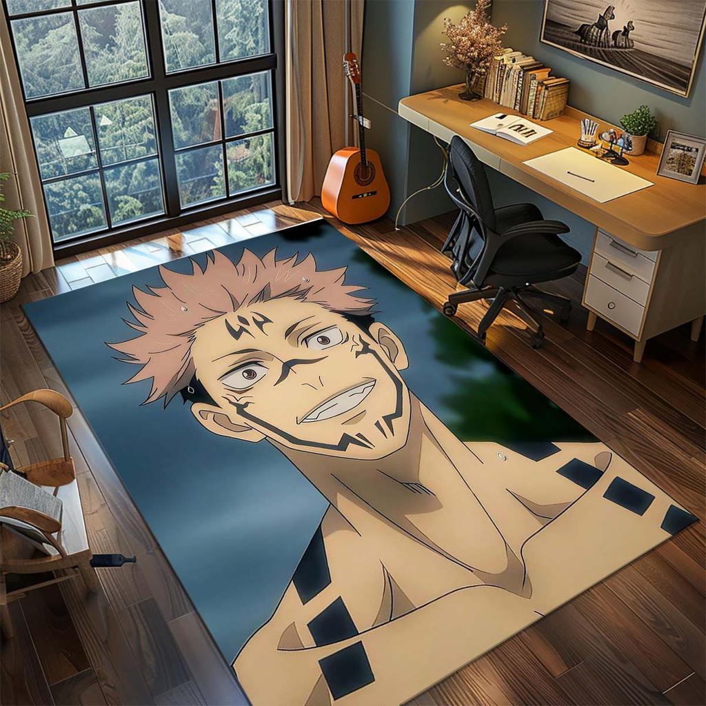 Jujutsu Kaisen Polyester Floor Rug Durable Non Slip Carpet Anime Living Room Bedroom Decor -QJY