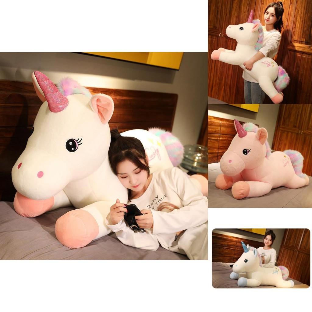Charming Short Plush Unicorn Stuffed Animal Pillow Comfortable Bedside Support For Children