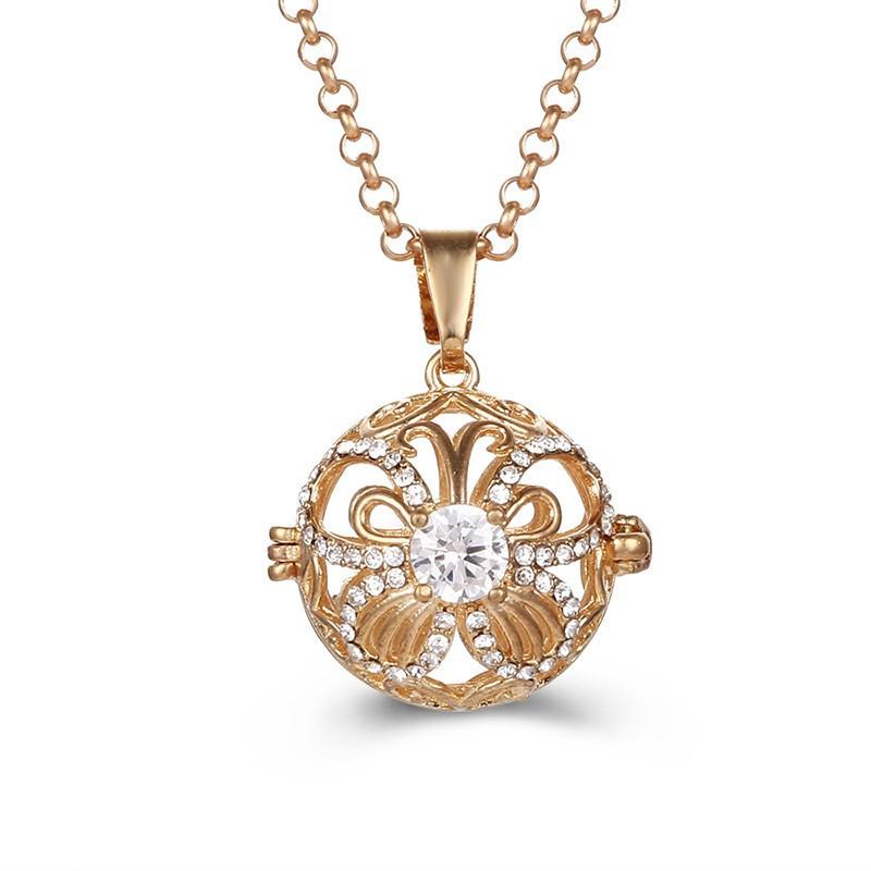 Aromatherapie Engelenvleugels Kleurrijk Zirkoon Kooi Medaillon Ketting Gloeiende Warme Bal Vrouw Mode Cadeau Diffuser Hanger Sieraden