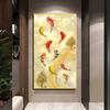 Large Frameless Canvas Art - Vibrant Koi Fish with Golden Accents & Abstract Background, Modern Wall Decor for Living Room, Bedr