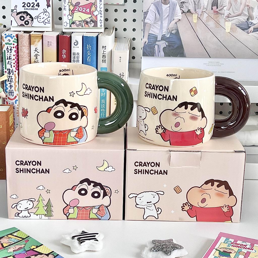 Crayon Xiaoxin with Graduated Cup, Birthday Gift for Boys and Girls, Cute Ceramic Mug, Couple Household Drinking Cup