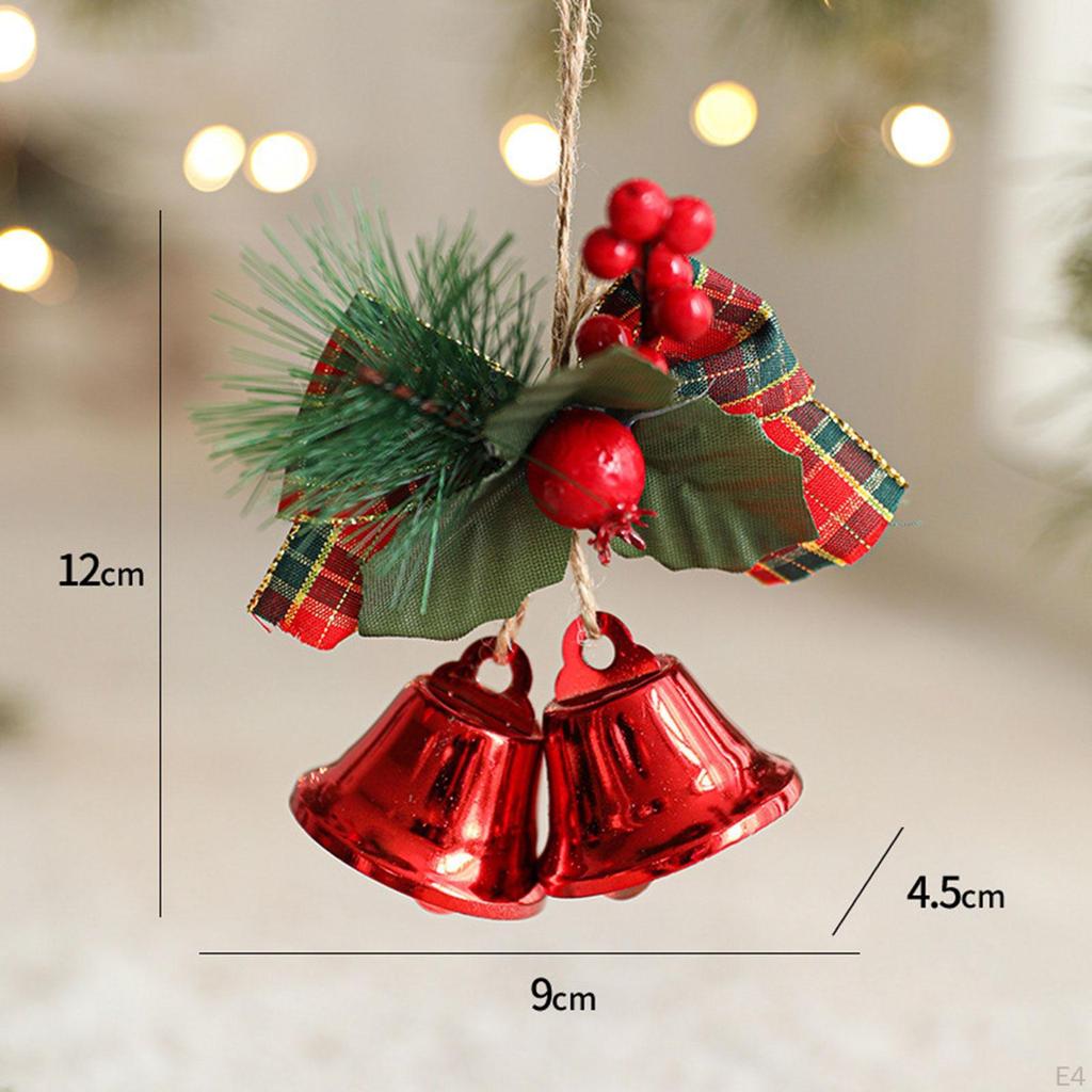 Christmas Bow with Bell Decoration Crafts Decorative, Small Xmas Door Hanger for