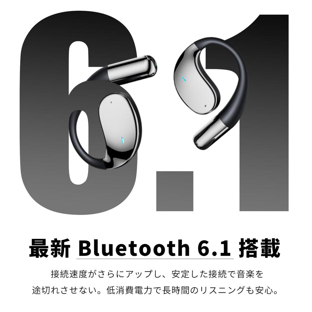 Meisei Shop Wireless Earphones, Ear Cuff Style, Bluetooth 6.1, Over-Ear Earphones, Air Conduction, Noise Cancellation, Open Ear, Type-C, Fast