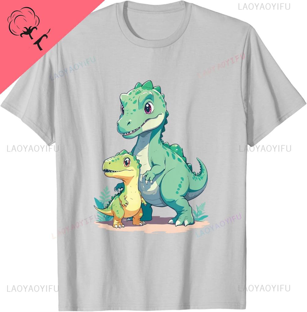 Cute Baby And Adult Dinosaur Graphic For Dino Lovers Tshirt Streetwear Clothing Print On Deunisexd Unisex Summer Streetwear Tops