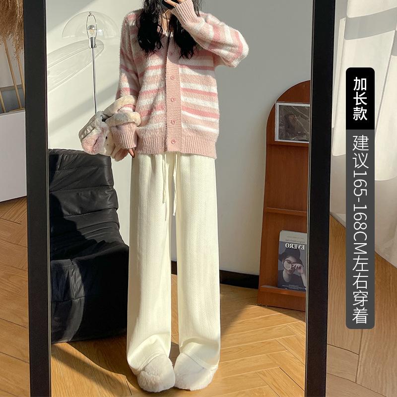 Chenier herringbone wide-leg pants women's pants spring and autumn new thin loose straight-leg pants women's high-waisted casual pants