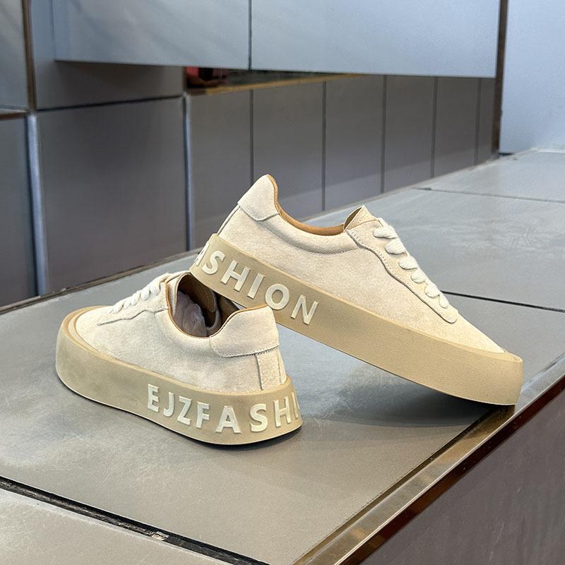 Platform Casual Shoes Autumn New Matte Leather Breathable Board Shoes Trendy Shoes Dnh