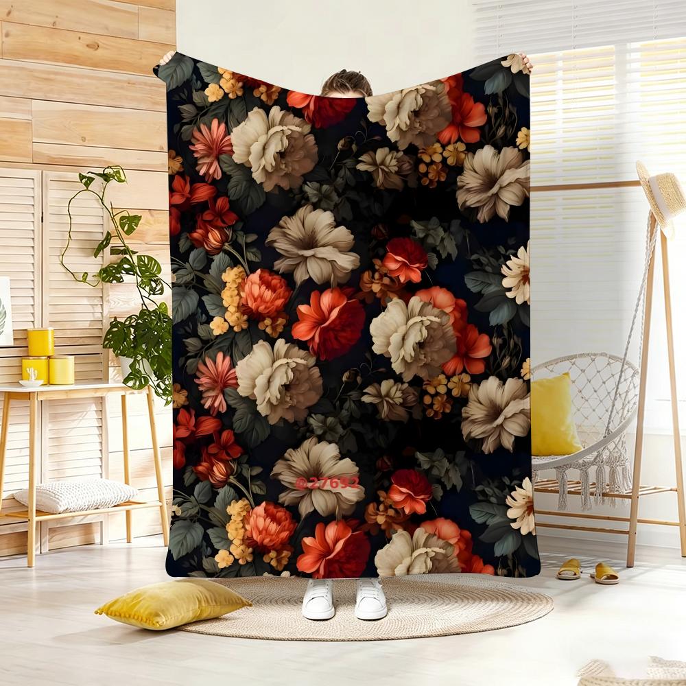 Fresh Flowers Throw Lightweight 240G Flannel Blanket Soft Skin-Friendly For Summer Cooling