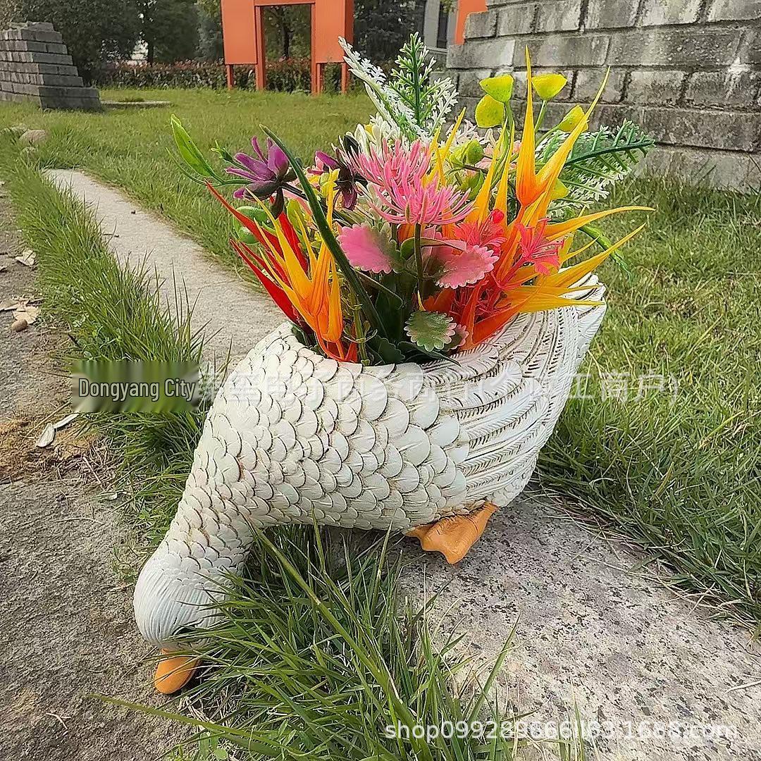 

Easter Chicken & Duck Пластиковый цветочный горшок для декора на улице и подоконнике Duck Flower Pot