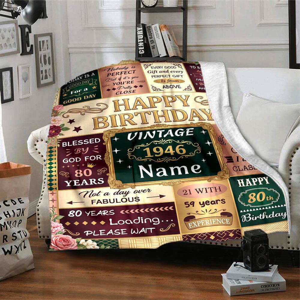 Vintage Celebration Blanket Personalized Name Soft Warm And Versatile For Sofa Bed Office And Travel Machine Washable Comfortable In All Seasons Best