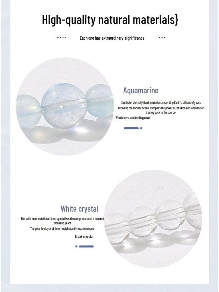 Ocean-Inspired Aquamarine & White Crystal Double-Wrap Bracelet for Women