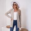 Cardigan aperto a coste da donna, maglione casual a maniche lunghe con tasche