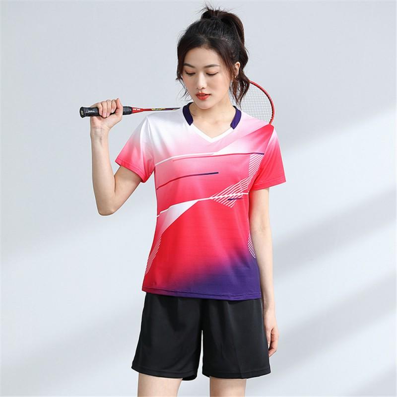 Unisex Badminton Sport Set Short Sleeve Top Shorts Men Women Kids Athletic Wear
