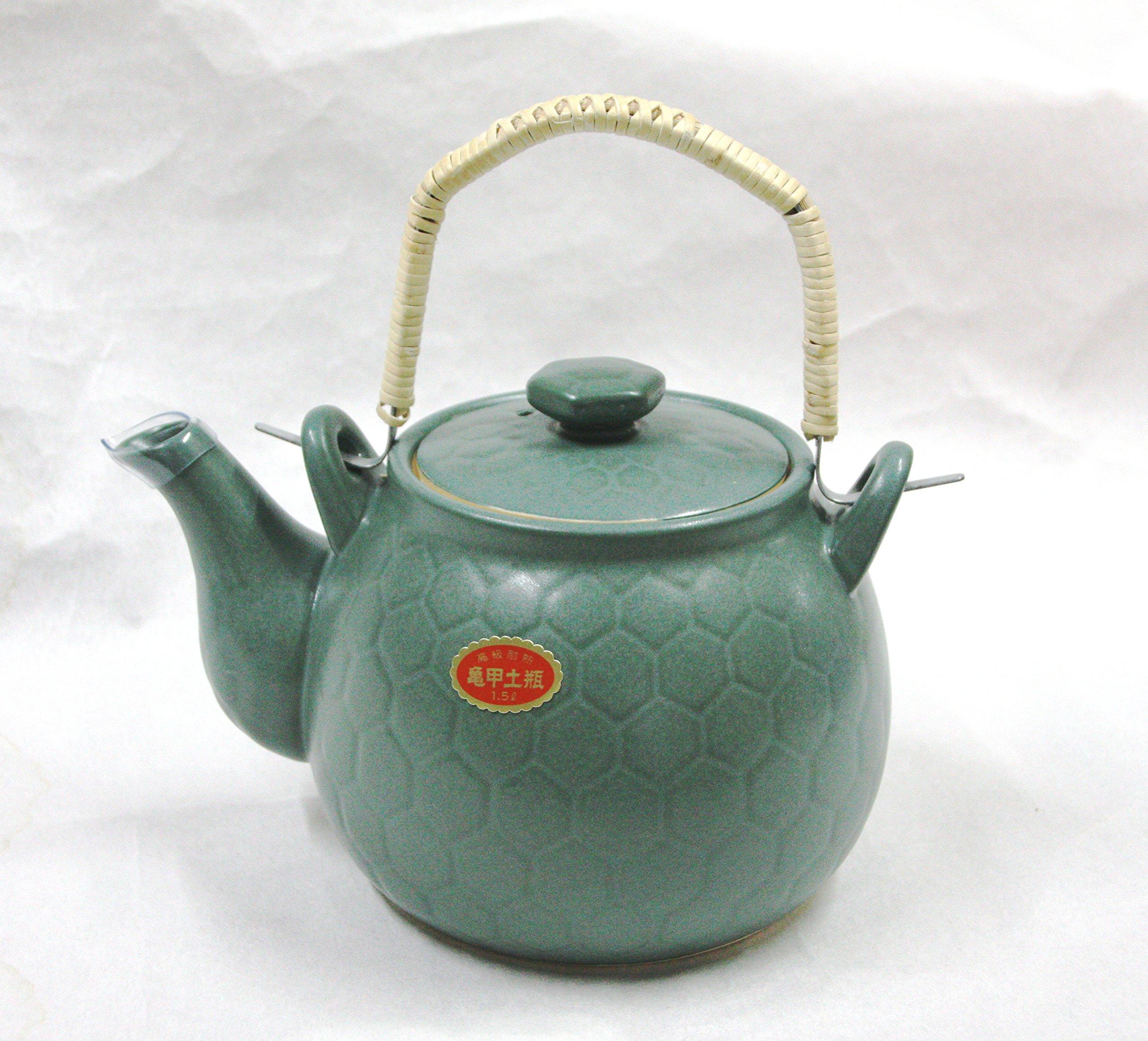Earthenware pot for brewing herbal medicine: Tortoiseshell pattern earthenware pot (high-quality heat-resistant), 1.5 liters, green.