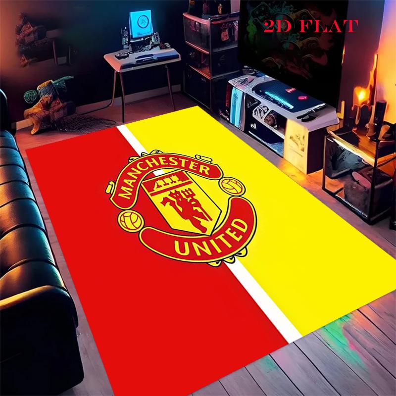 Tappeto Man Utd per Soggiorno Camera da Letto Casa Decorazione Divano, Tappetino Antiscivolo per Giochi Bambini