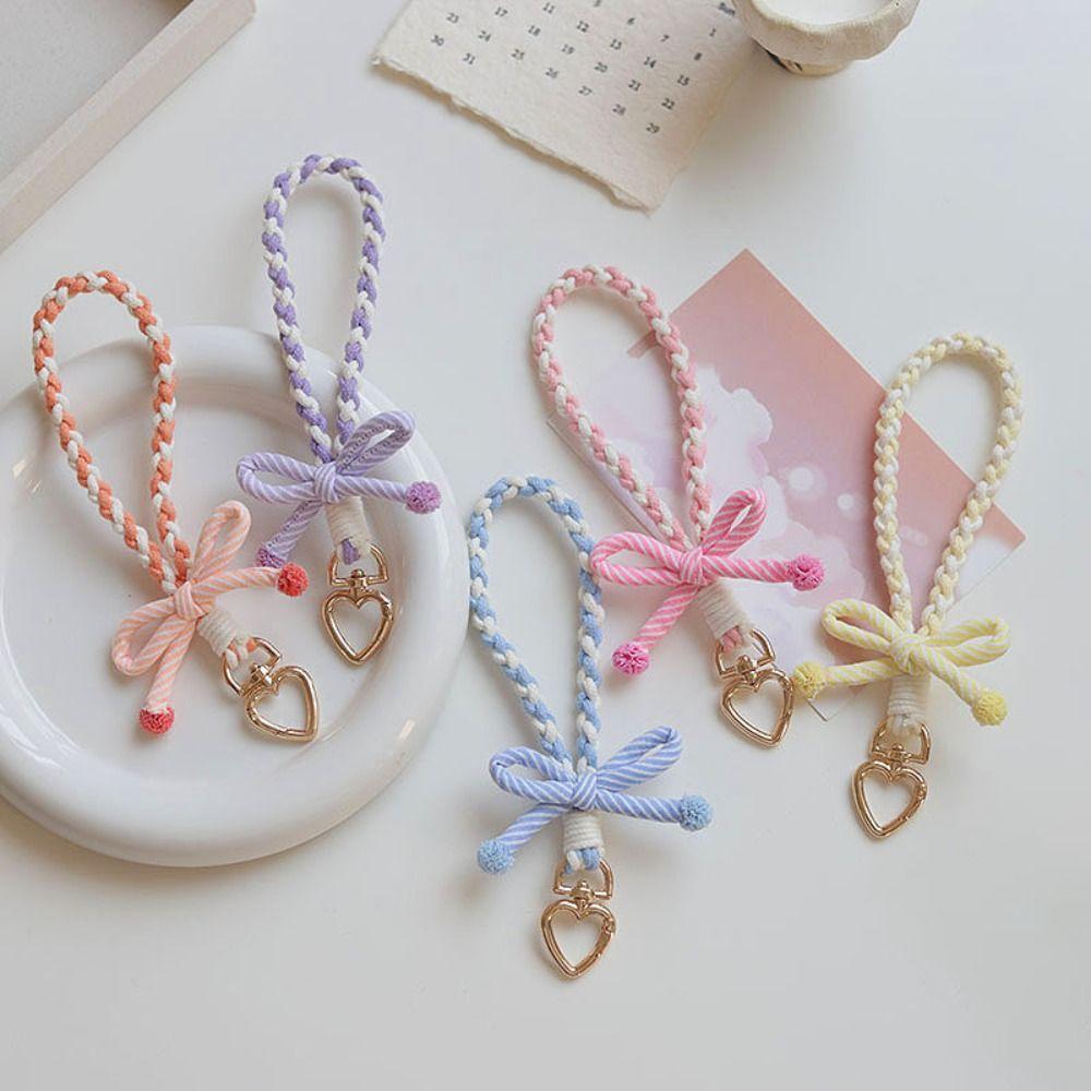 Handmade Bowknot Phone Lanyard Anti-lost Weaving Phone Wrist Strap  Phone Accessories