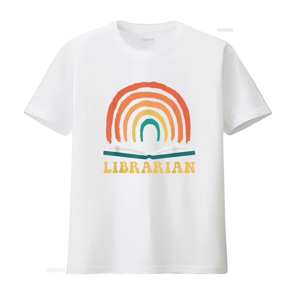 Librarian Vintage Reading Books Retro Rainbow Trendy Women s T Shirt  Summer Top with Unique Print vintage Washed Stretched