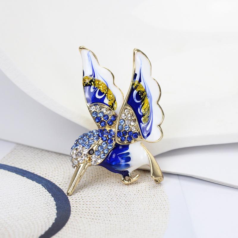Fashion Creative Rhinestones Hummingbird Brooches For Women Clothing Coat Accessries Gifts