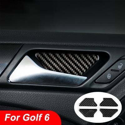 Nakładka na miskę wewnętrznej klamki drzwi samochodu z włókna węglowego akcesoria etui naklejka dla VW Golf 6 MK6 GTI 2008 2009 2010 2011