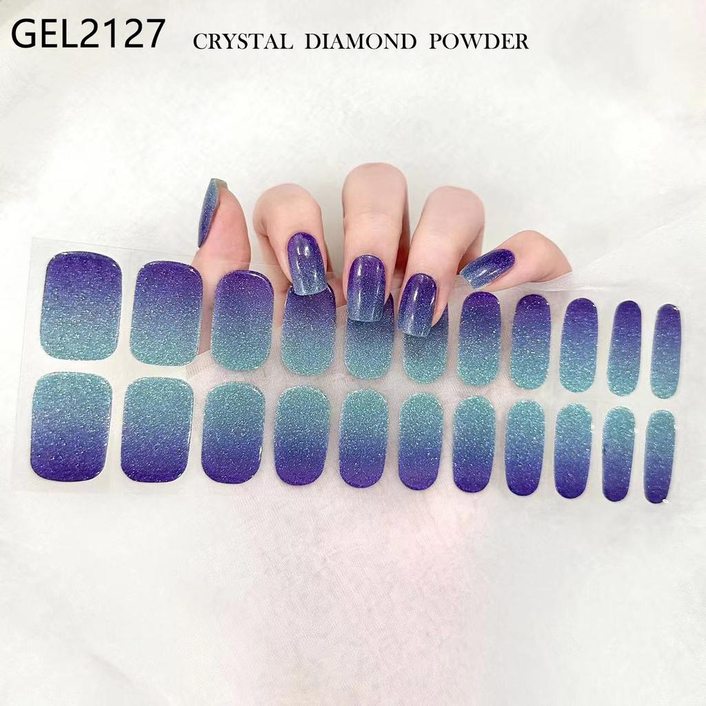 Custom Logo Semi Cured Gel Nail Sticker Waterproof Full Cover Gel Nail Wraps
