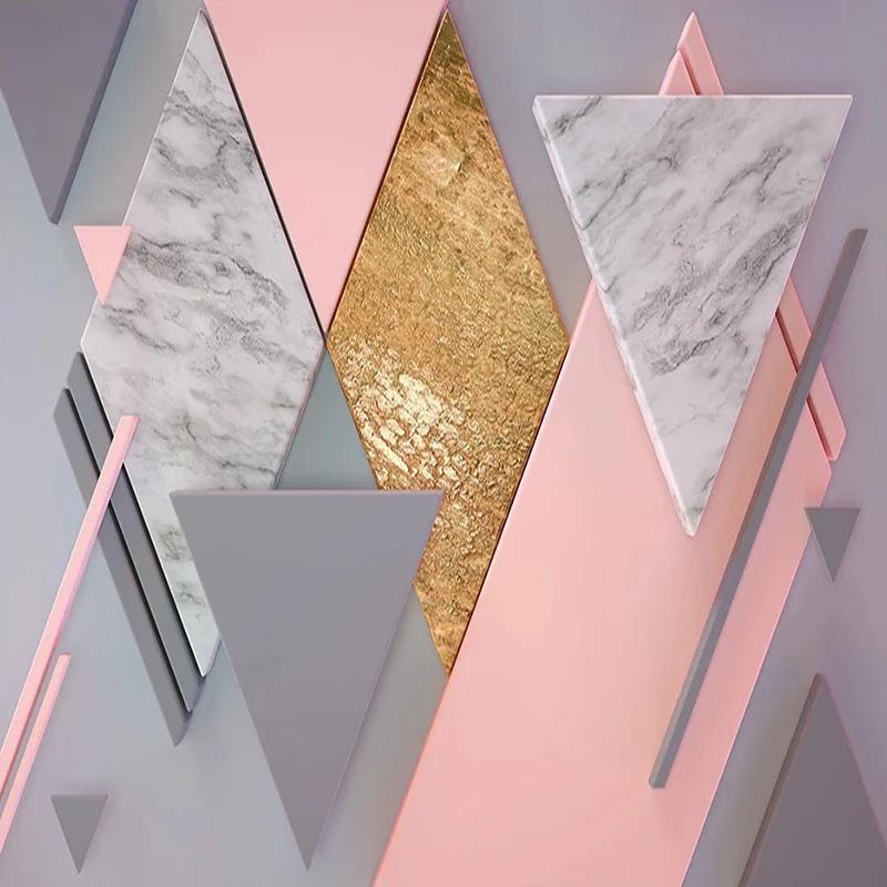 Photo Wallpaper 3D Nordic Style Pink Rhombus Geometry Murals Living Room Bedroom Wall Murals 3D Fresco