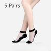 5 Pairs of Women's Summer Embroidered Non Slip Cotton Bottom Glass Silk Socks