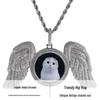 Cross-Style Rhinestone Wing Photo Frame Pendant Necklace - European American Hip Hop Fashion