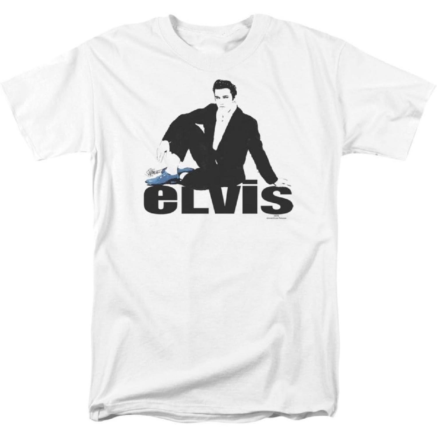 Elvis - Blue Suede Adult T-Shirt In White XXXXXL белый