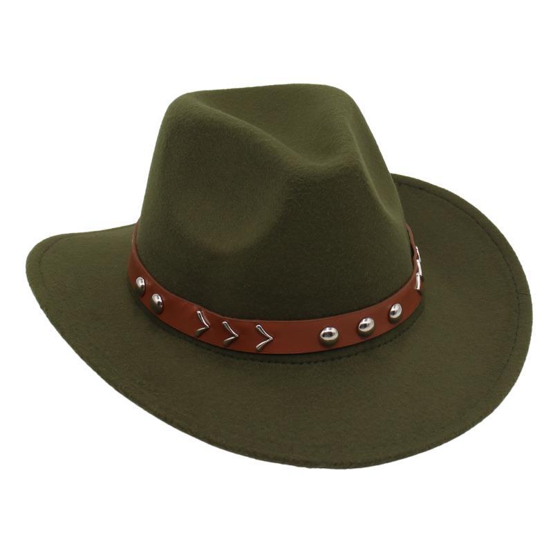 Rivet Tibetan Top Hat Belt Western Cowboy Hat Jazz Hat Guozhuang Dance Felt Hat Mongolian Sun Hat Wholesale For Men And Women