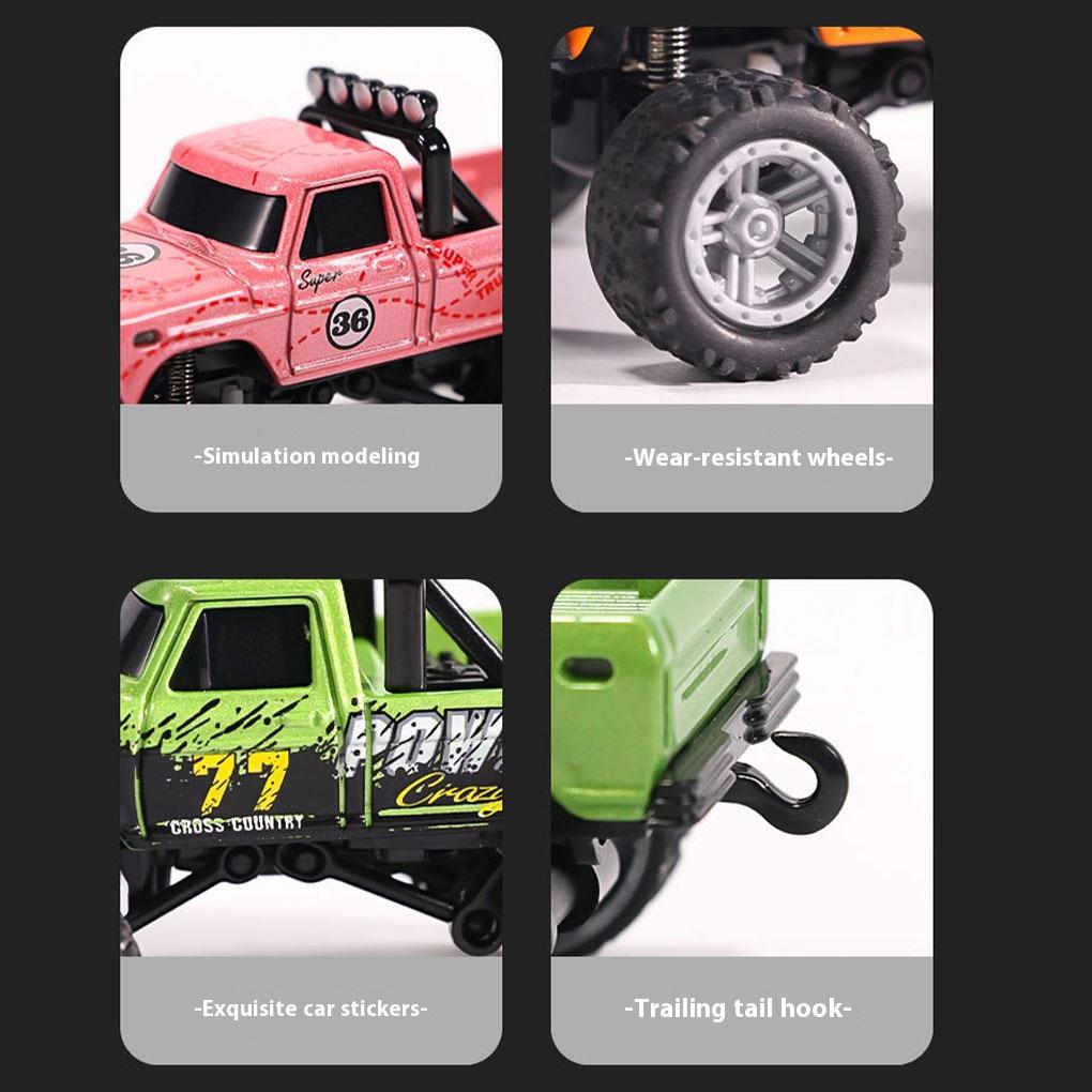 ABS 1/64 Mini Rc Monster Truck With Trailer 4G Remote Control USB Rechargeable Alloy Housing